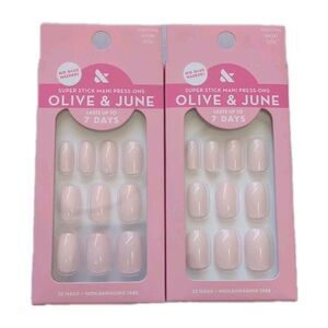 (2 Boxes) Olive & June Press-Ons Nails Squoval Short Tutu- 32ct No Glue Need